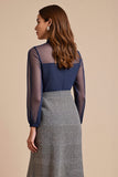 Long Sleeve A Line Grey Work Dress With Sash