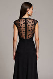 A Line Black Long Lace Work Dress