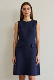 Navy Round Neck Bodycon Short Work Dress