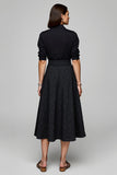 Sparkly Black Collar Neck 2 Piece Blouses and Skirt with Pockets