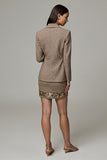Brown Notched Lapel Tweed 2 Piece Short Business Suits