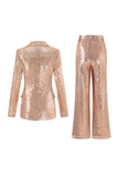 Sparkly Golden 2 Piece Sequins Holiday Suits