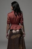Sparkly Red 2 Piece A Line Notched Lapel Holiday Dress with Sash