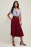 Burgundy A-Line 2-Piece Work Dress with Polo Collar