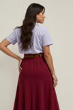 Burgundy A-Line 2-Piece Work Dress with Polo Collar