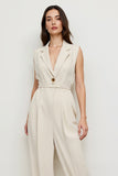 Ivory V-Neck Sleeveless Long Women Jumpsuits