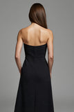 Black Strapless A Line Cut Out Work Dress