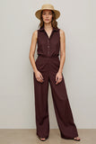 Coffee V Neck 2 Piece Work Jumpsuits