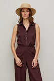 Coffee V Neck 2 Piece Work Jumpsuits