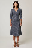 Sparkly Sequins V Neck Midi Work Dress