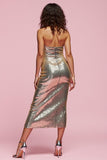 Sparkly Golden Strapless Work Dress