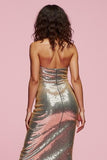 Sparkly Golden Strapless Work Dress
