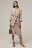 Gery Pink 2 Piece Sheath Notched Lapel Work Dress