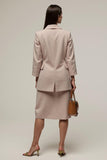 Gery Pink 2 Piece Sheath Notched Lapel Work Dress