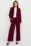Slim Fit One Button 2 Piece Burgundy Women Suits