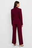Slim Fit One Button 2 Piece Burgundy Women Suits
