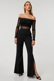 Off The Shoulder Black 2-piece Women Suits