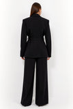 Black 2-piece Women Suits with Belt