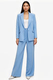 Blue Peak Lapel Single-Breasted 2-piece Women Suits