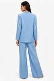 Blue Peak Lapel Single-Breasted 2-piece Women Suits