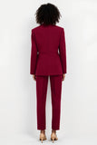 Burgundy Notched Lapel Single-Breasted 2-piece Women Suits