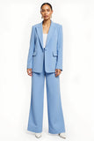 Blue One Button Peak Lapel 2-piece Women Suits