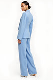 Blue One Button Peak Lapel 2-piece Women Suits