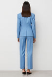 Blue Notched Lapel One Button 2-piece Women Suits
