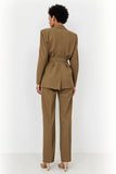 Brown 2 Piece Peak Lapel Double Breasted Women Suits
