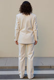 Ivory 2 Piece Peak Lapel Double Breasted Women Suits