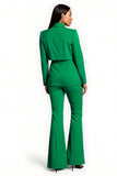 Dark Green Notched Lapel One Button 2 Piece Women Prom Suits