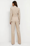 Apricot 2 Piece Notched Lapel Fitted Women Suits with Belts