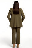 Armg Green Peak Lapel 2 Piece Women Suits