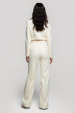Ivory 2 Piece Shawl Lapel Women Suits with Belts