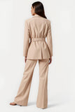 Apricot 2 Piece Long Sleeves Women Suits with Belt