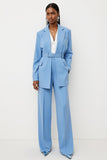Blue 2 Piece Notched Lapel Women Suits with Belt