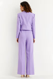 Purple 2 Piece Notched Lapel Women Suits with Sleeves