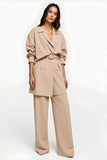 Apricot Satin 2 Piece Women Suits with Belt