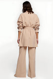 Apricot Satin 2 Piece Women Suits with Belt