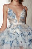 Spaghetti Straps A Line Tiered Short Homecoming Dress
