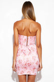 Short Stretch Satin Bodycon Strapless Pink Homecoming Dress
