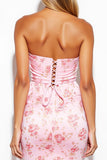 Short Stretch Satin Bodycon Strapless Pink Homecoming Dress
