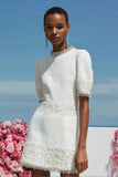 White Bodycon Short Fitted Tweed Homecoming Dress