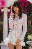 Light Pink 2-Piece Bodycon Short Homecoming Outfits with Ruffles