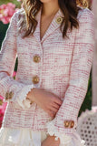 Light Pink 2-Piece Tweed Bodycon Homecoming Outfits with Ruffles