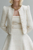 Short Tweed A Line Round Neck White Homecoming Outfits