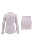 Short Tweed Bodycon Notched Lapel Light Pink Homecoming Outfits with Ruffles