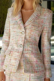 Short Tweed Bodycon Notched Lapel Light Pink Homecoming Outfits with Ruffles