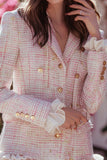 Light Pink Bodycon 2-Piece Tweed Homecoming Outfits with Ruffles
