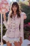 Light Pink 2-Piece Bodycon Notched Lapel Short Homecoming Outfits with Double Breasted
